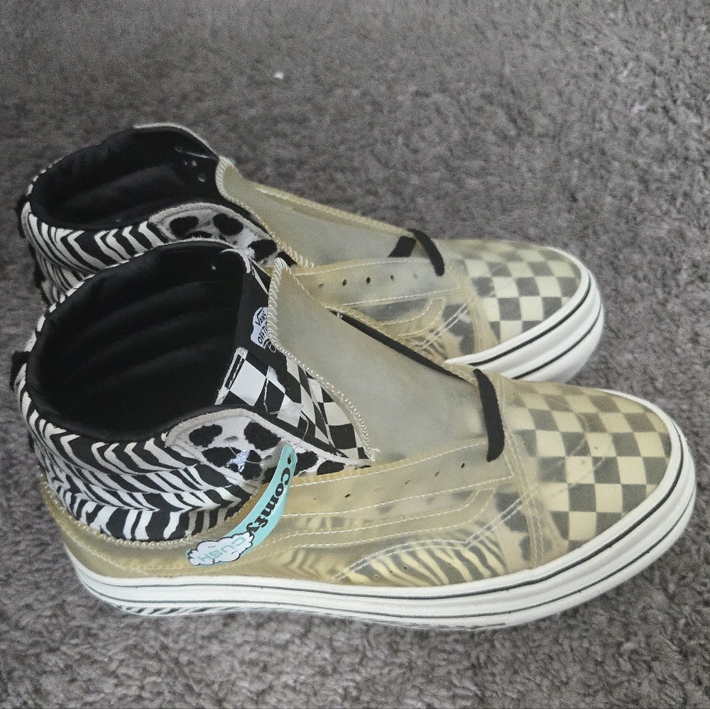 Vans Sk8 Hi Mixed Media Women 10.5 Zebra Black And White Plastic Platform 092025 - Picture 6 of 9